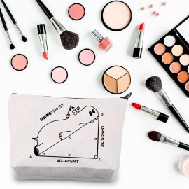 BDPWSS Hippo Lover Gifts Hippo Makeup Bag Hippopotamus Gifts Hippopotamus Geometry Funny Math Lover Gift Cute Hippo Theme Zipper Pouch (Hippotenuse opp)