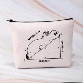 BDPWSS Hippo Lover Gifts Hippo Makeup Bag Hippopotamus Gifts Hippopotamus Geometry Funny Math Lover Gift Cute Hippo Theme Zipper Pouch (Hippotenuse opp)
