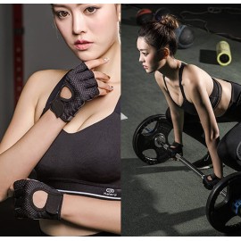 SUJAYU Gym Gloves Workout Gloves Women Men, Anti-Slip Breathable Gym Essentials Women for Weightlifting Cycling Training, Guantes para Gym Mujer (M, Black)