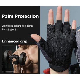 SUJAYU Gym Gloves Workout Gloves Women Men, Anti-Slip Breathable Gym Essentials Women for Weightlifting Cycling Training, Guantes para Gym Mujer (M, Black)