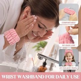 Microfiber Spa Wrist Towel Bands - Absorbent Face Washing Sweatbands for Girls to Prevent Water Spilling Down Arms, 6PCS