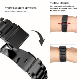 Abanen Stainless Steel Band for Fitbit Charge 6 / Charge 5 Advanced Tracker, Metal Adjustable Length Wristband Strap Compatible with Fitbit Charge 5 for Men and Women (Black)