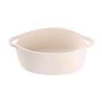 Small Woven Basket Cute Oval Cotton Rope Gifts Basket with Handle Empty Baby Wicker Storage Basket Nursery Box Bin Kids Organizer Cat Dog Toy Basket Easter Basket White