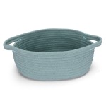 XUANGUO Small Woven Basket Cute Oval Cotton Rope Baby Gifts Baskets with Handle Empty Wicker Storage Baskets For Kids Cat Dog Toy Nursery Bin Easter Basket Light Green