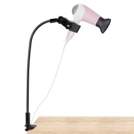 LUEXBOX 360 Degree Rotating Lazy Hair Dryer Stand, Adjustable Hose Hands Free Stand with Clips for Countertop (Black)