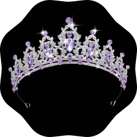Kamirola - Queen Crown and Tiaras Princess Crown for Women and Girls Crystal Headbands for Bridal, Princess for Wedding and Party(Silver&Purple) Kamirola - Queen Crown and Tiaras Princess Crown for Women and Girls Crystal Headbands for Bridal, Princess for Wedding and Party(Silver&Purple)