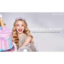 Kamirola - Queen Crown and Tiaras Princess Crown for Women and Girls Crystal Headbands for Bridal, Princess for Wedding and Party(Silver&Purple) Kamirola - Queen Crown and Tiaras Princess Crown for Women and Girls Crystal Headbands for Bridal, Princess for Wedding and Party(Silver&Purple)