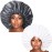 VEABEST jumbo eatra large shower cap for women reusable waterproof, 2 Packs adjustable shower cap bath hair cap for women thick, long hair, locs, braids (Black and White)