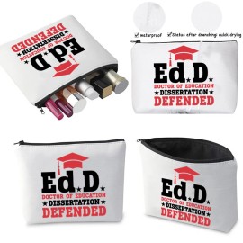 CMNIM EdD Gift Doctor Of Education Dissertation Defended Makeup Bag for Doctorate Graduation Gift for Her (EdD Makeup Bag)