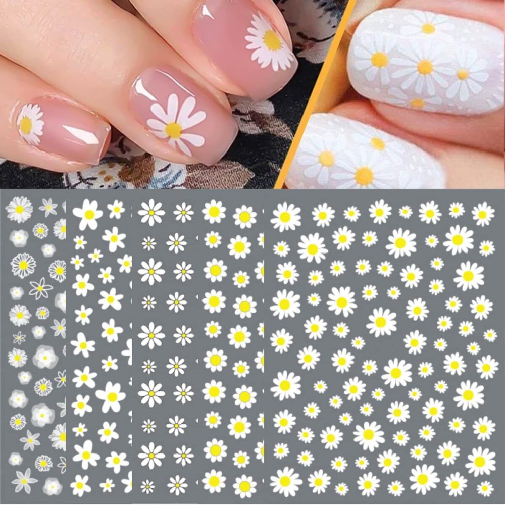 SILPECWEE Spring Daisy Nail Stickers Flower Nail Art Stickers Smile Face Sunflower Nail Design Self-Adhesive Nail Decals Manicure Tips Nail Decoration for Women Girls Kids (12 Sheets) SILPECWEE Spring Daisy Nail Stickers Flower Nail Art Stickers Smile Face Sunflower Nail Design Self-Adhesive Nail Decals Manicure Tips Nail Decoration for Women Girls Kids (12 Sheets)