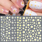 SILPECWEE Spring Daisy Nail Stickers Flower Nail Art Stickers Smile Face Sunflower Nail Design Self-Adhesive Nail Decals Manicure Tips Nail Decoration for Women Girls Kids (12 Sheets)