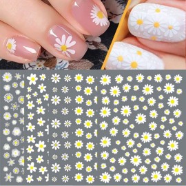 SILPECWEE Spring Daisy Nail Stickers Flower Nail Art Stickers Smile Face Sunflower Nail Design Self-Adhesive Nail Decals Manicure Tips Nail Decoration for Women Girls Kids (12 Sheets)