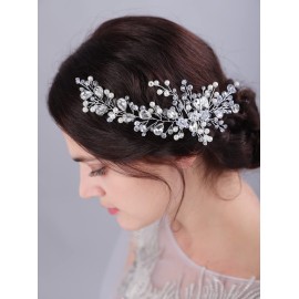JWICOS Bride Wedding Hair Vine Pearl Bridal Hair Piece Crystal Wedding Hair Accessories Long Headband for Women and Girls (silver) JWICOS Bride Wedding Hair Vine Pearl Bridal Hair Piece Crystal Wedding Hair Accessories Long Headband for Women and Girls (silver)