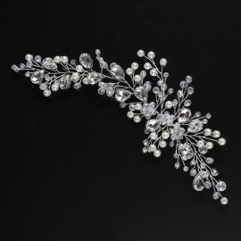 JWICOS Bride Wedding Hair Vine Pearl Bridal Hair Piece Crystal Wedding Hair Accessories Long Headband for Women and Girls (silver) JWICOS Bride Wedding Hair Vine Pearl Bridal Hair Piece Crystal Wedding Hair Accessories Long Headband for Women and Girls (silver)