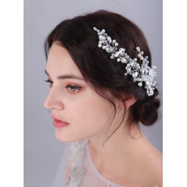 JWICOS Bride Wedding Hair Vine Pearl Bridal Hair Piece Crystal Wedding Hair Accessories Long Headband for Women and Girls (silver) JWICOS Bride Wedding Hair Vine Pearl Bridal Hair Piece Crystal Wedding Hair Accessories Long Headband for Women and Girls (silver)