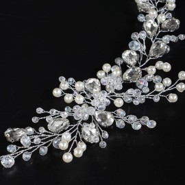 JWICOS Bride Wedding Hair Vine Pearl Bridal Hair Piece Crystal Wedding Hair Accessories Long Headband for Women and Girls (silver) JWICOS Bride Wedding Hair Vine Pearl Bridal Hair Piece Crystal Wedding Hair Accessories Long Headband for Women and Girls (silver)