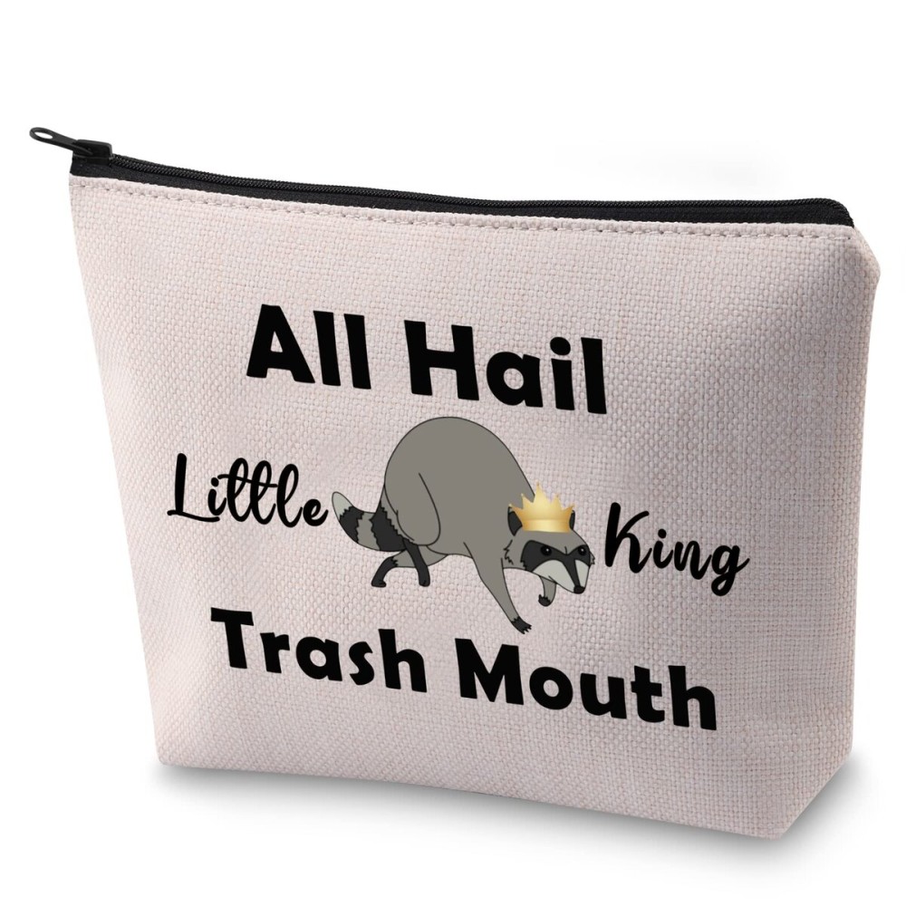 BLUPARK Funny Raccoon Makeup Bag Burgers Inspired Gift All Hail Little King Trash Mouth Cosmetic Bag Raccoon Lover Gift (Little King Trash Mouth)