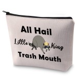 BLUPARK Funny Raccoon Makeup Bag Burgers Inspired Gift All Hail Little King Trash Mouth Cosmetic Bag Raccoon Lover Gift (Little King Trash Mouth)