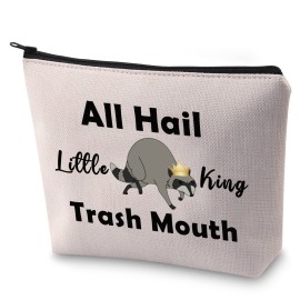 BLUPARK Funny Raccoon Makeup Bag Burgers Inspired Gift All Hail Little King Trash Mouth Cosmetic Bag Raccoon Lover Gift (Little King Trash Mouth)