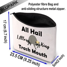 BLUPARK Funny Raccoon Makeup Bag Burgers Inspired Gift All Hail Little King Trash Mouth Cosmetic Bag Raccoon Lover Gift (Little King Trash Mouth)