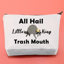 BLUPARK Funny Raccoon Makeup Bag Burgers Inspired Gift All Hail Little King Trash Mouth Cosmetic Bag Raccoon Lover Gift (Little King Trash Mouth)