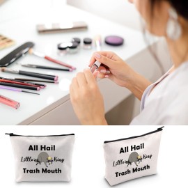 BLUPARK Funny Raccoon Makeup Bag Burgers Inspired Gift All Hail Little King Trash Mouth Cosmetic Bag Raccoon Lover Gift (Little King Trash Mouth)