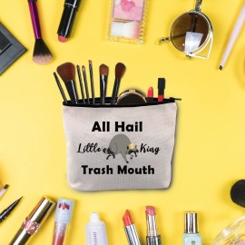 BLUPARK Funny Raccoon Makeup Bag Burgers Inspired Gift All Hail Little King Trash Mouth Cosmetic Bag Raccoon Lover Gift (Little King Trash Mouth)