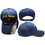 Trade Winds United States Navy Proudly Served Petty Officer First Class Duty Honor Courage Navy Blue Acrylic Adjustable Embroidered Baseball Hat Cap - Officially Licensed, Black, 7 3/4