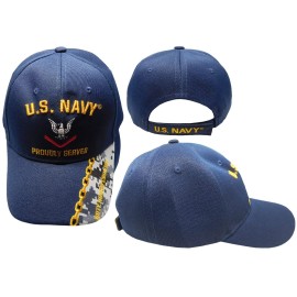 United States Navy Proudly Served Petty Officer Third Class Duty Honor Courage Navy Blue Acrylic Adjustable Embroidered Hat - Officially Licensed