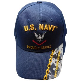 United States Navy Proudly Served Petty Officer Third Class Duty Honor Courage Navy Blue Acrylic Adjustable Embroidered Hat - Officially Licensed