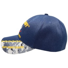 United States Navy Proudly Served Petty Officer Third Class Duty Honor Courage Navy Blue Acrylic Adjustable Embroidered Hat - Officially Licensed