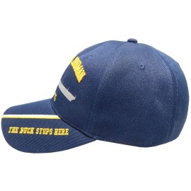 Trade Winds United States Navy USS Harry S. Truman CVN-75 The Buck Stops Here Shadow Navy Blue Acrylic Adjustable Embroidered Baseball Hat Cap - Officially Licensed, Black, 7 3/4