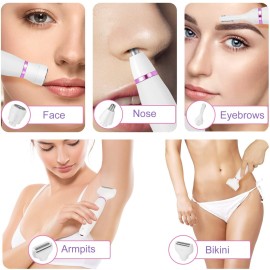 Electric Bikini Trimmer and Shaver for Women - 4 in 1 Waterproof Electric Razor- Rechargeable Pubic Hair Trimmer and Facial Hair Remover for Legs, Body, Underarm, Face, Eyebrow Electric Bikini Trimmer and Shaver for Women - 4 in 1 Waterproof Electric Razor- Rechargeable Pubic Hair Trimmer and Facial Hair Remover for Legs, Body, Underarm, Face, Eyebrow