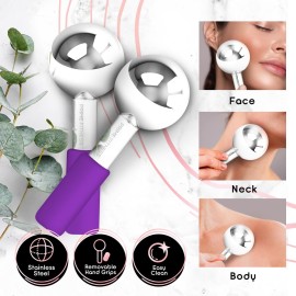 Ice Globes for Facials, Unbreakable Steel Cooling Roller, Cryo Sticks for Face, Massager for Face, Neck & Eyes, Skin Care for Dark Circles, Puffiness, Wrinkles, Collagen Production (purple) Ice Globes for Facials, Unbreakable Steel Cooling Roller, Cryo Sticks for Face, Massager for Face, Neck & Eyes, Skin Care for Dark Circles, Puffiness, Wrinkles, Collagen Production (purple)