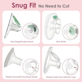 Maymom 15mm Flange Insert Compatible with Elvie Single/Double Electric, Elvie Stride Cup (24mm), Compatible with Medela PersonalFit Flex Shield, Not Original Elvie Replacement Pump Parts