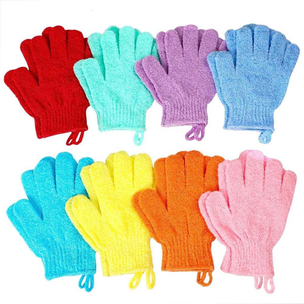 Bath Gloves,16 Pcs Exfoliating Bath Gloves,Body Scrub Gloves with Hanging Loop for Beauty Spa Massage Skin Shower Body Scrubber-8 Colors Bath Gloves,16 Pcs Exfoliating Bath Gloves,Body Scrub Gloves with Hanging Loop for Beauty Spa Massage Skin Shower Body Scrubber-8 Colors