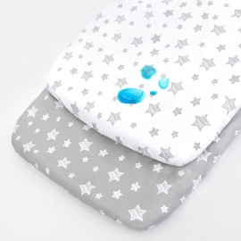 Waterproof Bassinet Sheets 2 Pack, Compatible with RONBEI & Koola Baby & Baby Joy Bassinet, 33 X 20 Fits Most bassinets and Cradles