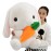 HOUPU Soft Toy - Sitting Lop Eared Rabbit, Easter White Rabbit Stuffed Bunny Animal with Carrot Soft Lovely Realistic Long-Eared Standing Pink Plush Toys (White-Carrot,12.5in/32cm)