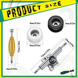 Zhehao 16 Pcs Standard Fingerboard Tool Set CNC Lathed Fingerboard Bearing Wheels Nut Driver Screwdriver for 34 mm Skateboard Trucks(Black and White)
