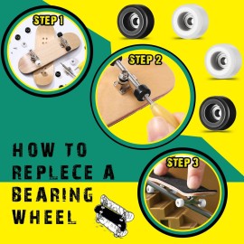 Zhehao 16 Pcs Standard Fingerboard Tool Set CNC Lathed Fingerboard Bearing Wheels Nut Driver Screwdriver for 34 mm Skateboard Trucks(Black and White)