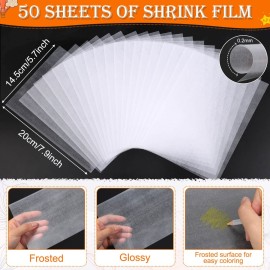 Shrinky Art Paper, Cridoz 50Pcs Shrinky Sheets Shrink Plastic Film for Keychains and Kids Creative Art Craft Marking