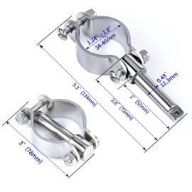 smartmarine 2X 316 Stainless Steel Clamp on Oarlocks or Rowlocks,Boat Oarlock Socket Marine Yacht