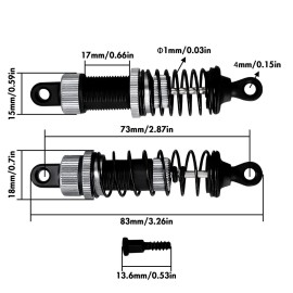 Abendor 2Pcs/Set PX9200 Oil Buffer Shock Absorber PX9200-18 for 1/12 1/10 9200 9200E 9205E 9206E HB101 HS101 RC Car Truck Spare Parts