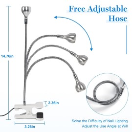 AORAEM U V Nail Lamp,Sliver 3W U V Light for Nails 35NM U V Gel X Nail Lamp with Gooseneck and Clamp for Gel Nail (AA-Silver)