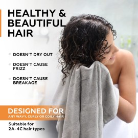 Super Absorbent Quick Dry No-Frizz Soft Microfiber Hair Towel Wrap for Curly, Coily or Tight Hair with Robust Elastic Strap for Drying and Plopping 20x40 inch, Gray