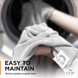 Super Absorbent Quick Dry No-Frizz Soft Microfiber Hair Towel Wrap for Curly, Coily or Tight Hair with Robust Elastic Strap for Drying and Plopping 20x40 inch, Gray