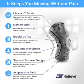 AmRelieve Ultra Knee Elite Compression Sleeve - Knee Brace for Arthritis Pain Relief, Meniscus Tear Support, and Knee Pain Relief AmRelieve Ultra Knee Elite Compression Sleeve - Knee Brace for Arthritis Pain Relief, Meniscus Tear Support, and Knee Pain Relief