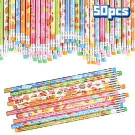 50 Pack Birthday Pencils Bulk, Happy Birthday Pencils for Kids with Erasers, Birthday Party Favors Supplies Goodie Bags Filler