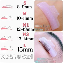 Liber Beauty Eyelash Lift Pads Eyelash Makeup Pads for Lash Lamination Supplies Curler Eyelash Perm Rods 5 Size Salon Eyelash Tools (Pink U curl pad)