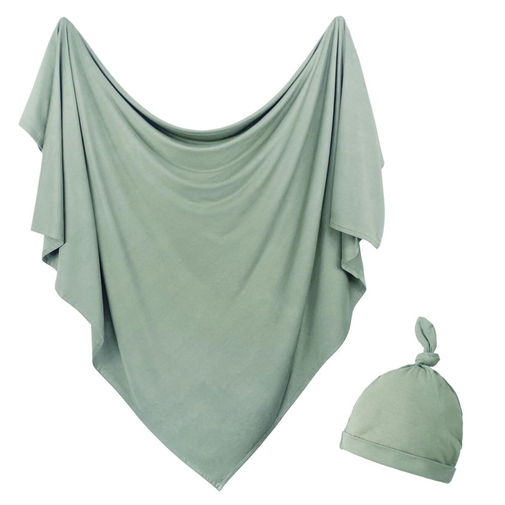 OWLOWLA Newborn Swaddle Set Stretch Wrap Swaddle Receiving Blanket for Baby Boy Girl(Olive-rm)